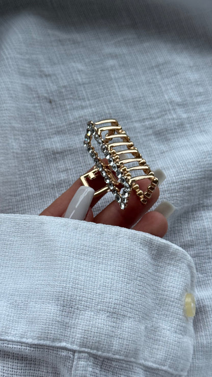 Lüks Kristal Taşlı Dikdörtgen Mandallı Toka