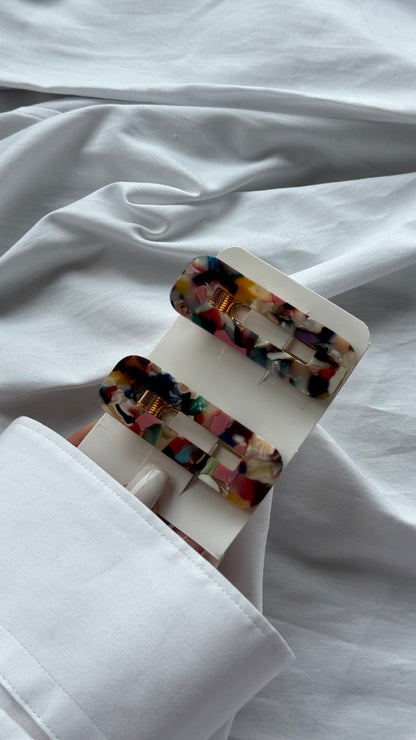 Mermer Desenli İkili Pens Toka Seti (Karma Gönderilir)