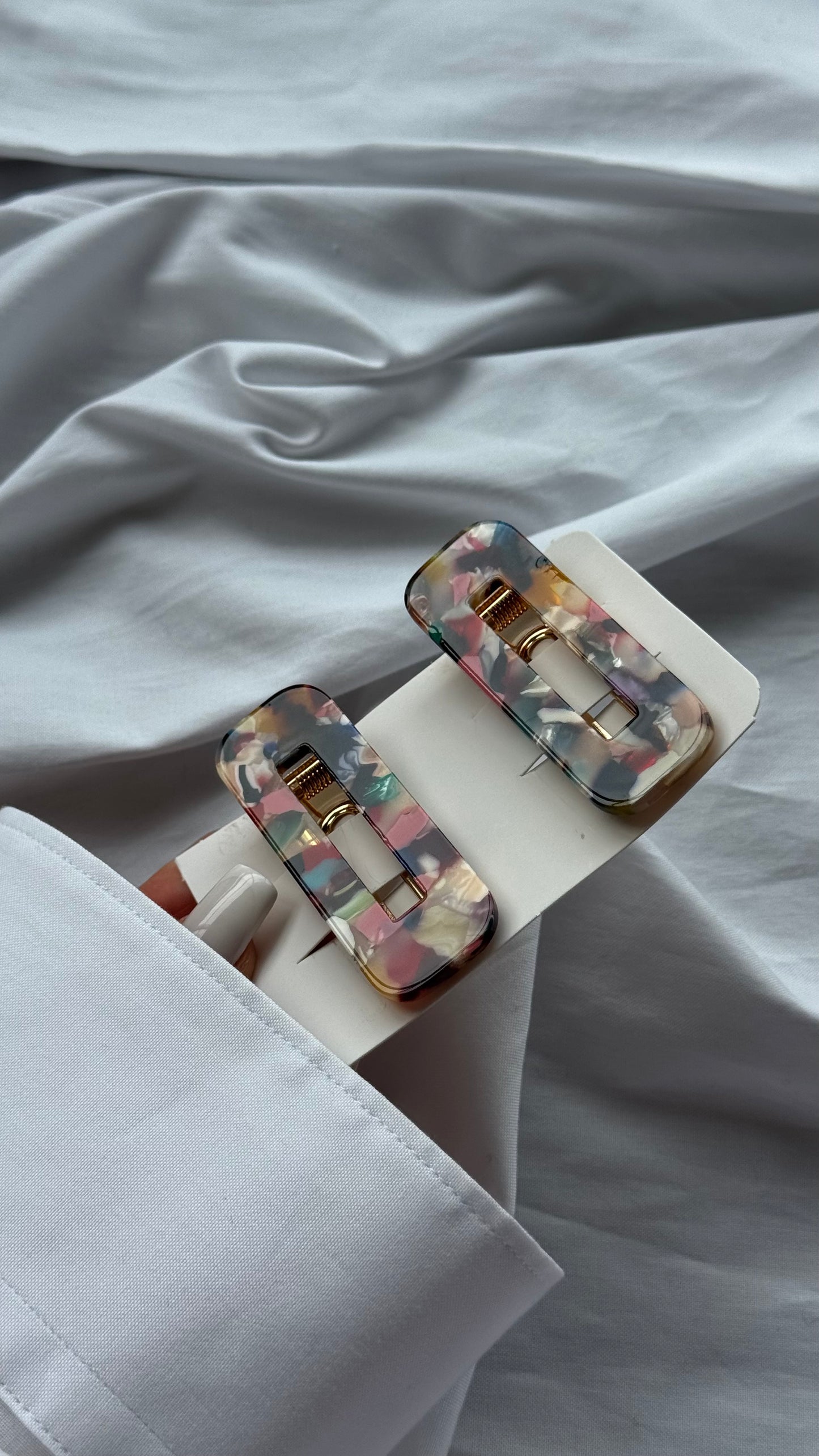 Mermer Desenli İkili Pens Toka Seti (Karma Gönderilir)