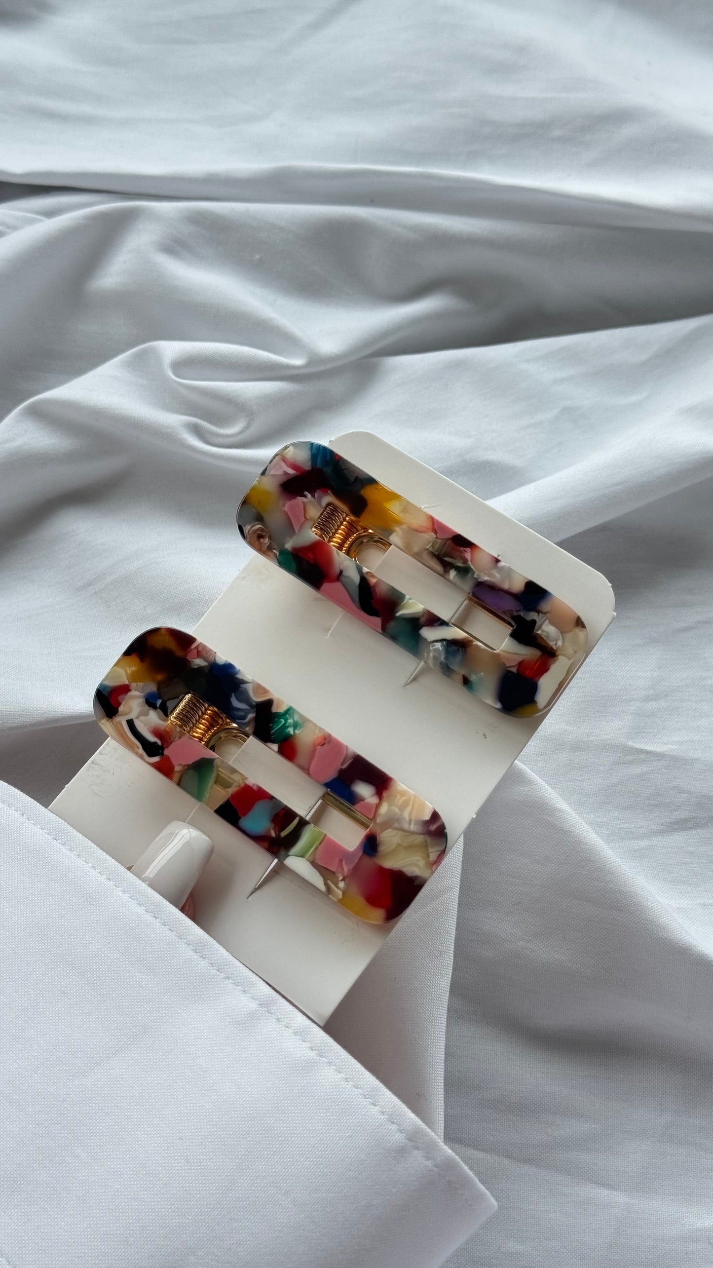 Mermer Desenli İkili Pens Toka Seti (Karma Gönderilir)