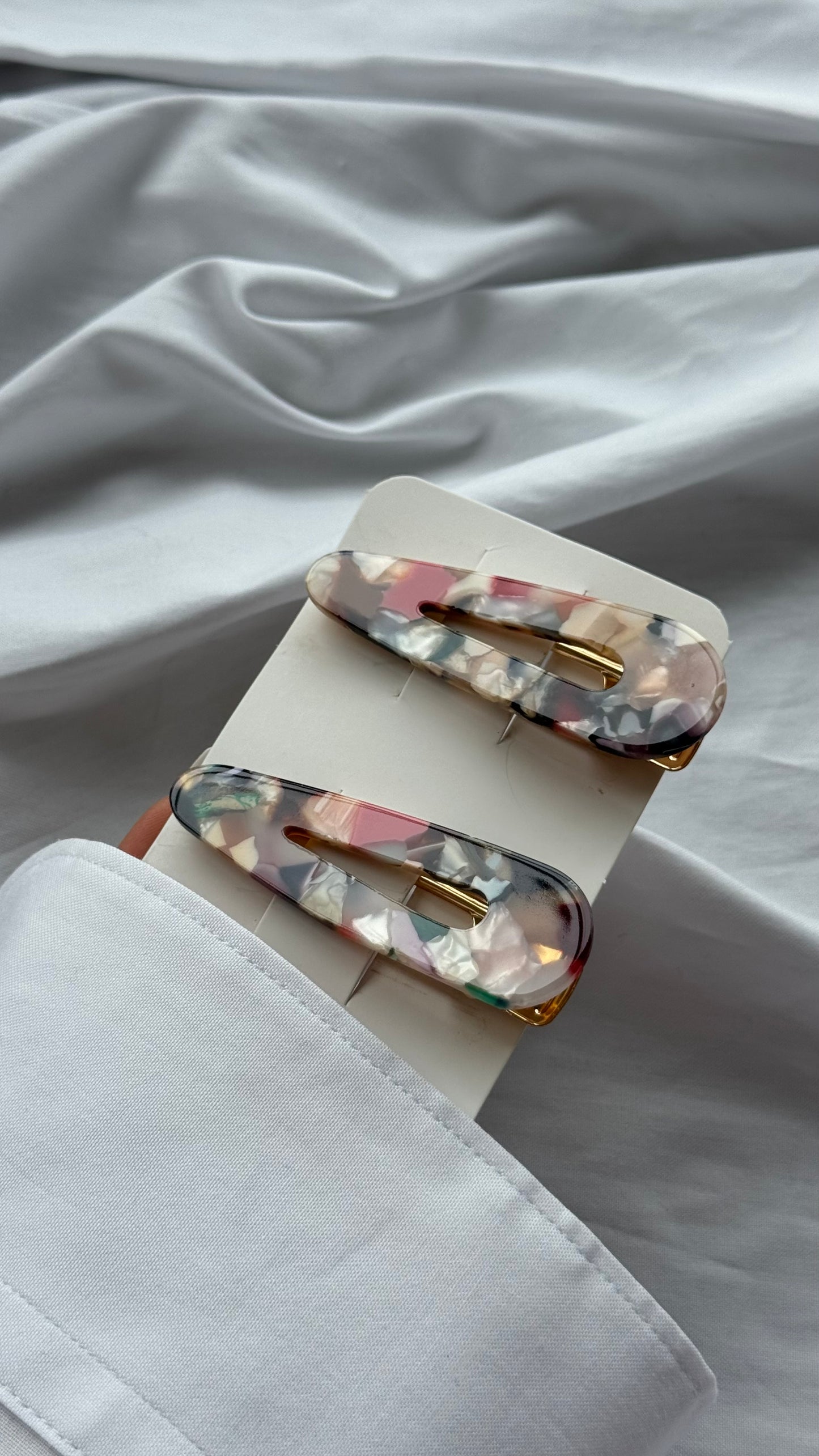 Mermer Desenli İkili Pens Toka Seti (Karma Gönderilir)