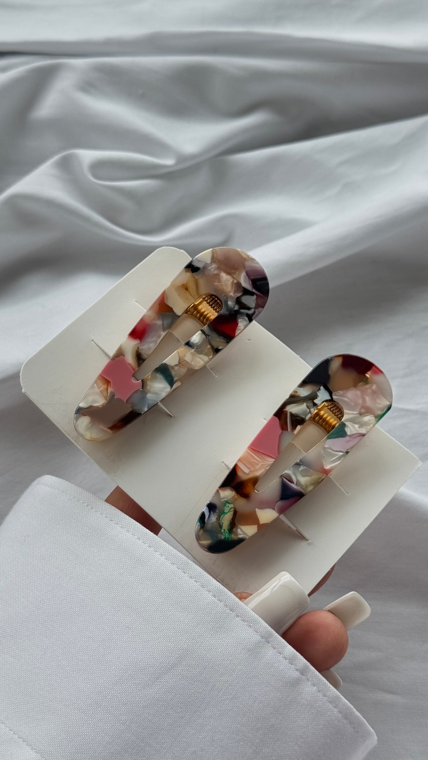 Mermer Desenli İkili Pens Toka Seti (Karma Gönderilir)