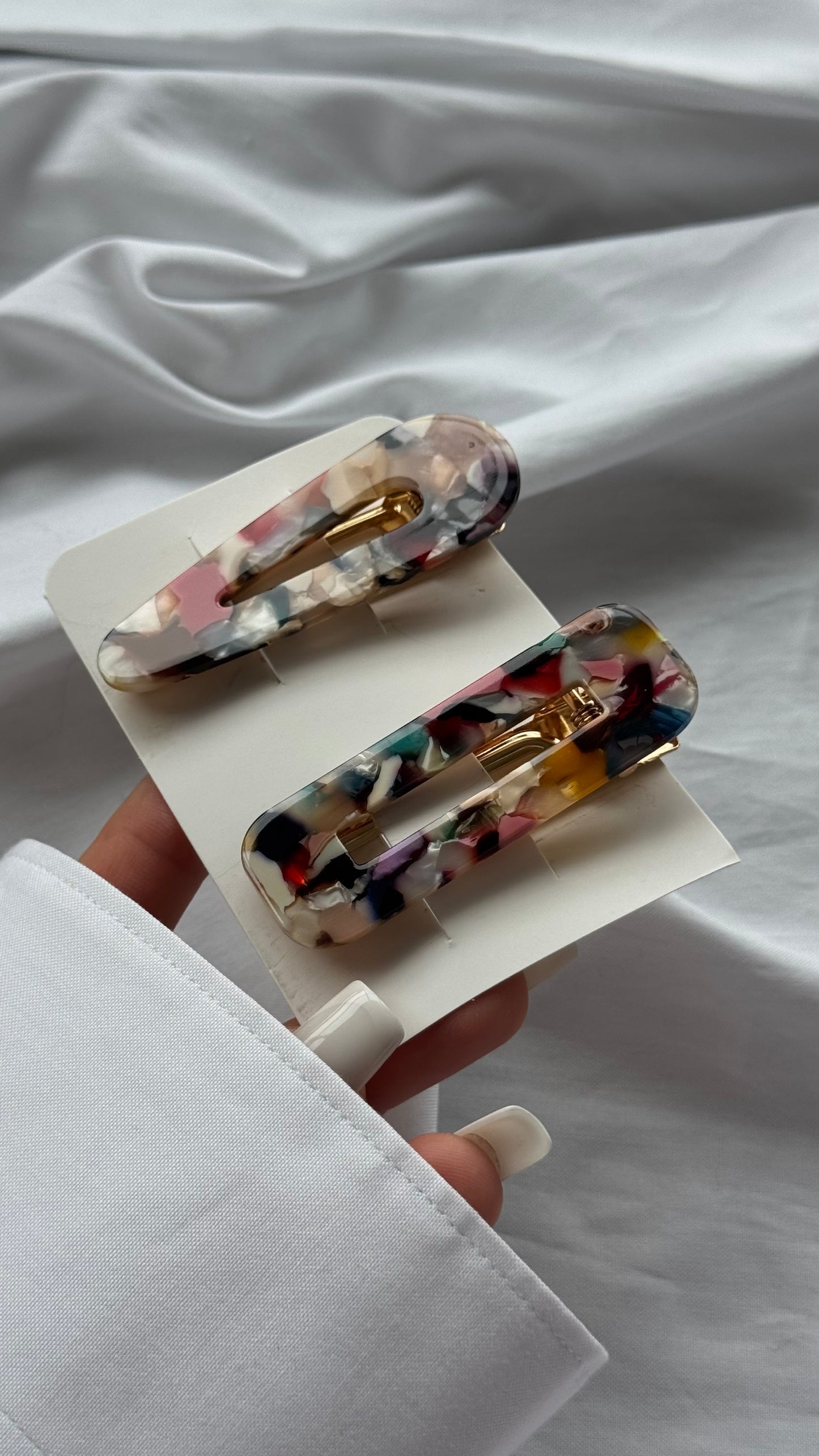 Mermer Desenli İkili Pens Toka Seti (Karma Gönderilir)