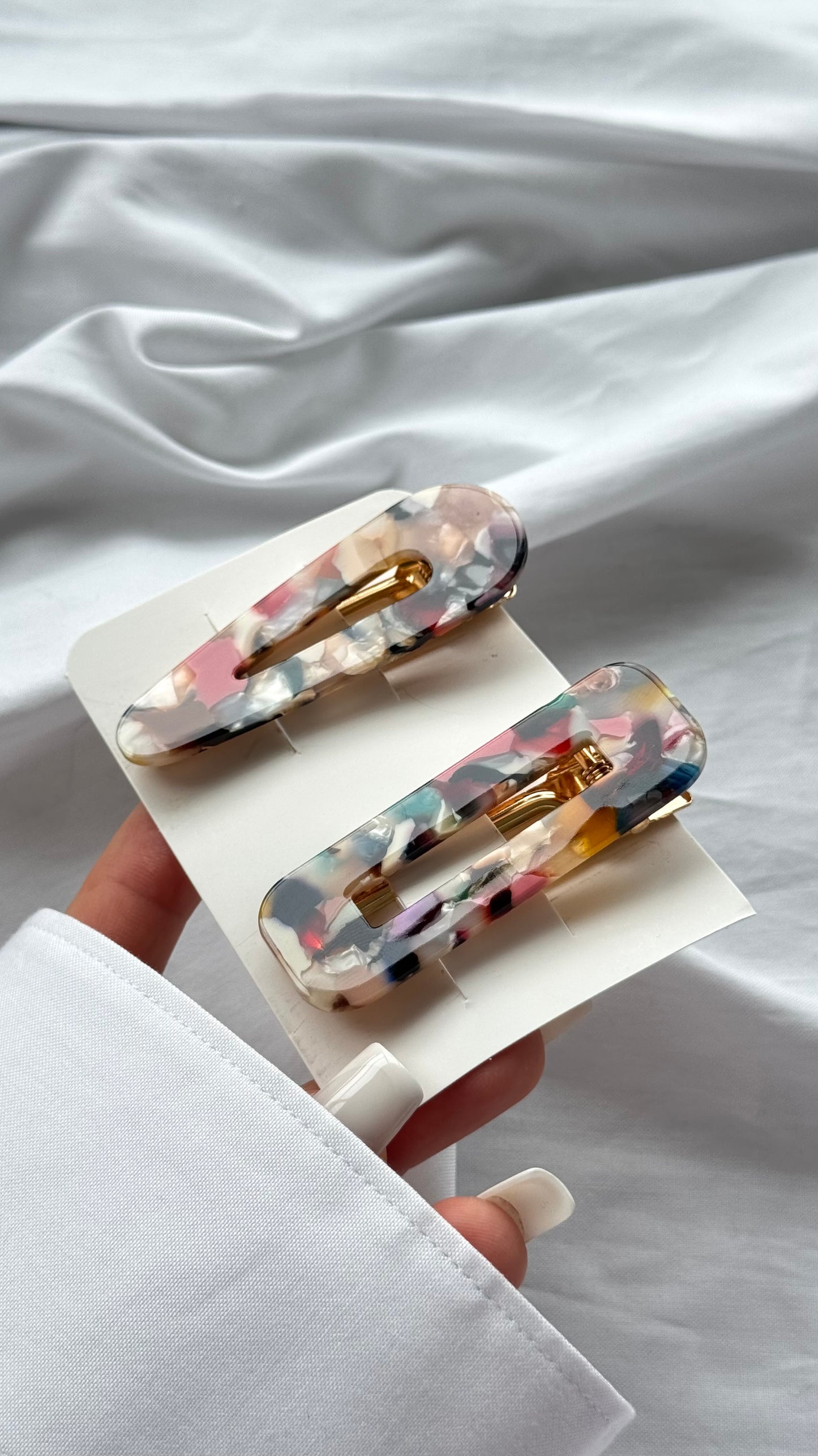 Mermer Desenli İkili Pens Toka Seti (Karma Gönderilir)