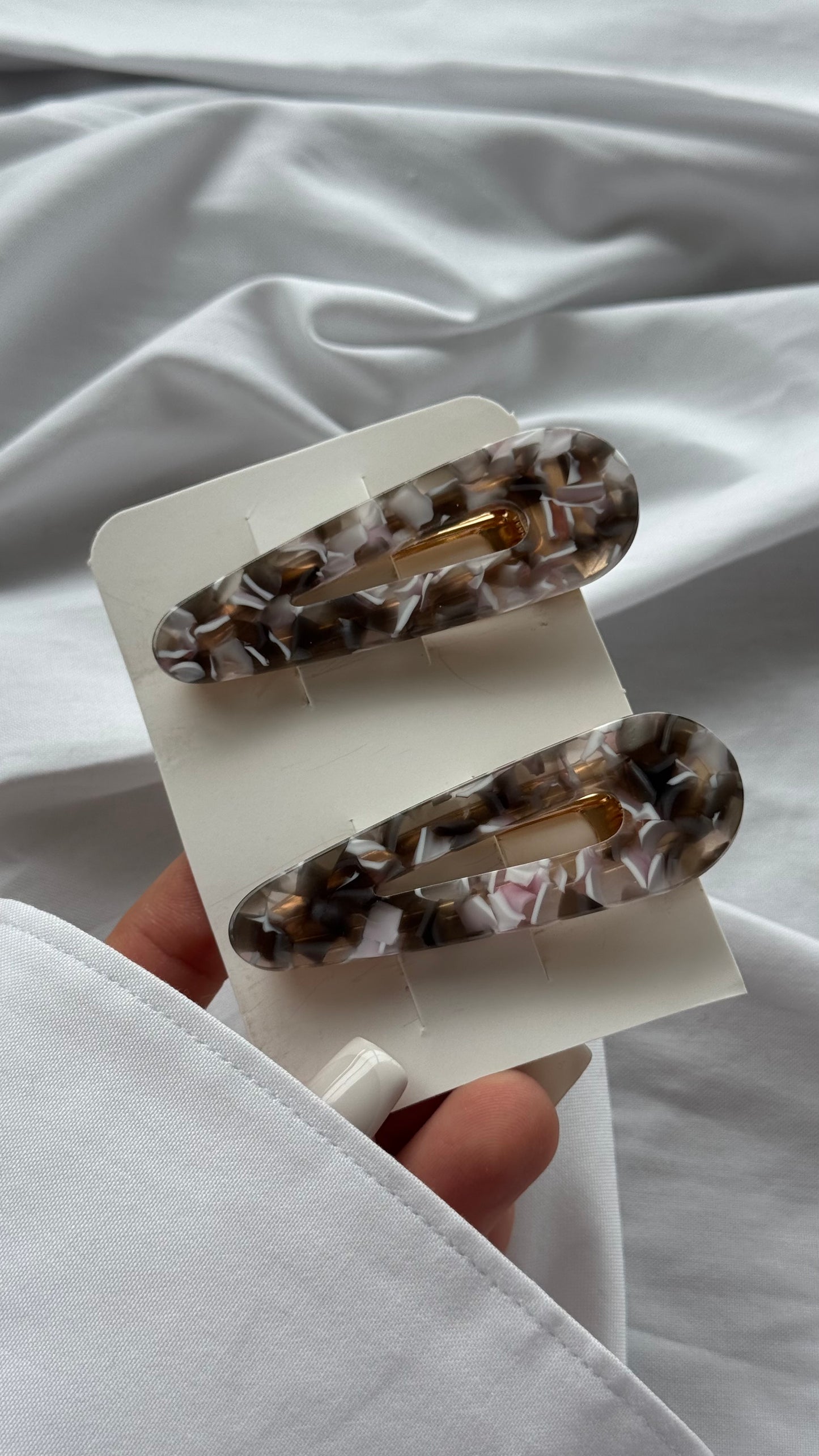 Mermer Desenli İkili Pens Toka Seti (Karma Gönderilir)