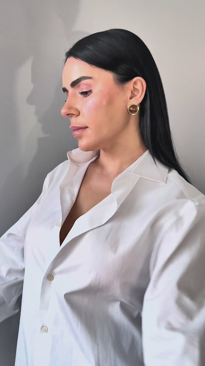 Vintage Barok İnci Detaylı Altın Kaplama Küpe - Büyük Boy